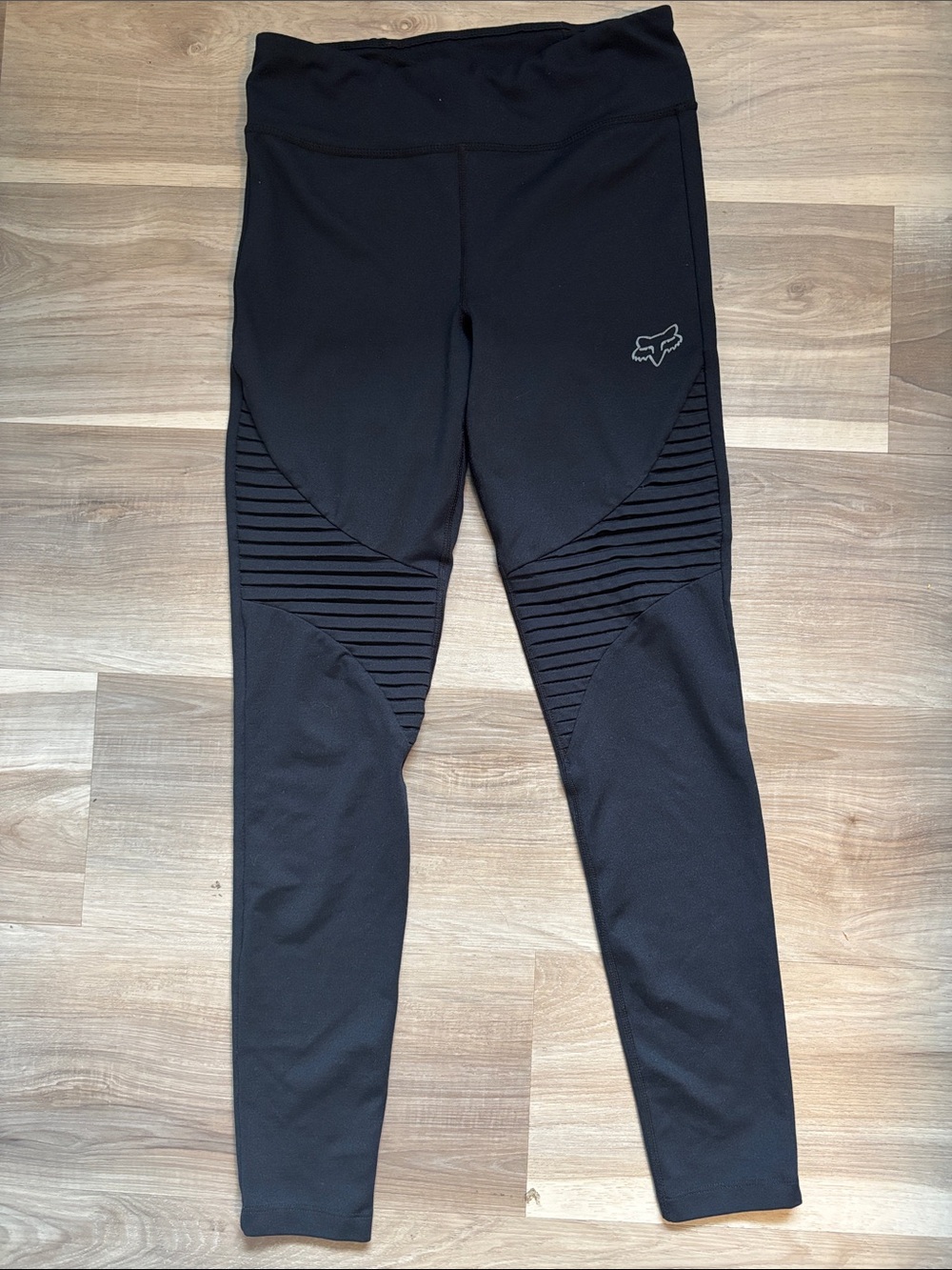 Fox Black Ribbed Moto Leggings for Kids